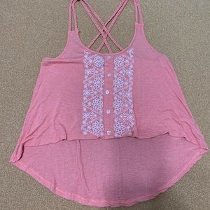 Light pink high-low crop top